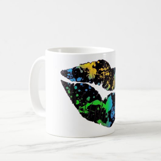 Neon Paint Lips Coffee Mok (Voorkant links)