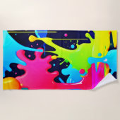 Neon Paint Splash Drip Chaos Strandlaken (Voorkant)