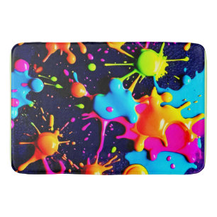 Neon Paint Splatter Abstracte kunst Badmat