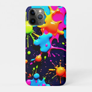 Neon Paint Splatter Abstracte kunst iPhone 11 Pro Hoesje