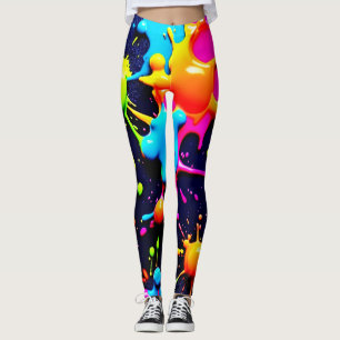 Neon Paint Splatter Abstracte kunst Leggings
