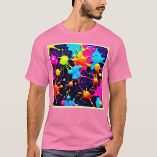 Neon Paint Splatter Abstracte kunst T-shirt