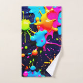 Neon Paint Splatter Art Abstrait (Serviette à main)