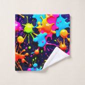 Neon Paint Splatter Art Abstrait (Gant de toilette)