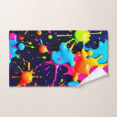 Neon Paint Splatter Art Abstrait (Serviette à main)