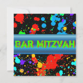 Neon Paint Splatter, Bar Mitswa uitnodiging (Voorkant)