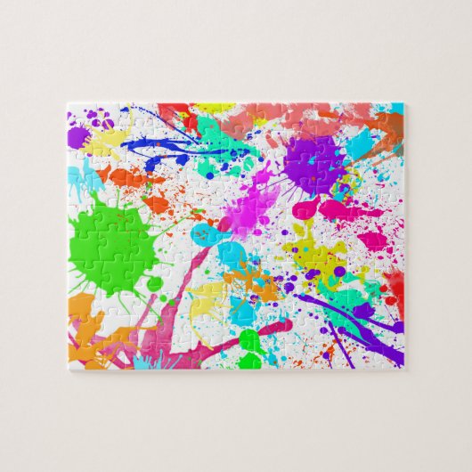 Neon Paint Splatter Colorful Legpuzzel (Horizontaal)