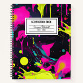 Neon Paint Splatter Composition Notitieboek (Voorkant)