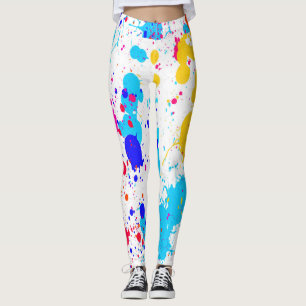 Neon Paint Splatter Paarse Gele Turquoise Leggings
