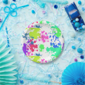 Neon Paint Splatter, Papieren Bordje (Feest)
