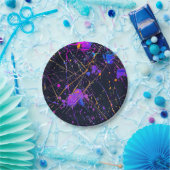 Neon Paint Splatter Papieren Bordje (Feest)