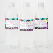 , Neon Paint Splatter, Sweet Sixteen, Aangepast Waterfles Etiket (Flessen)