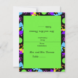 Neon Paint Splatter Tafel, Escort Kaarten