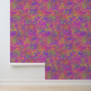 Neon Paint Splatter Textuur Roze Paarse Blauw Groe Behang