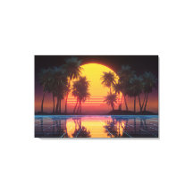 Neon Palm Raster Zonsondergang