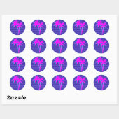 Neon Palm Tree Ronde Sticker (Vel)