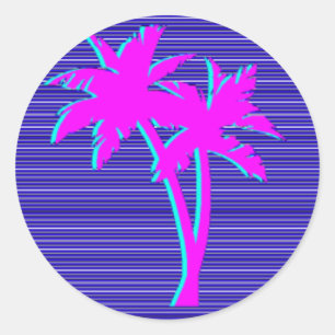 Neon Palm Tree Ronde Sticker