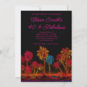 Neon Palm Trees 40 & Fabulous Kaart (Voorkant)