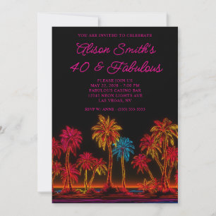 Neon Palmbomen 40 & Fabulous Kaart