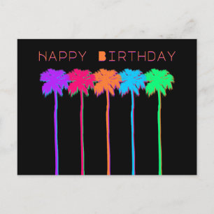 Neon Palmbomen Gelukkige Verjaardag Briefkaart