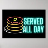 Neon Pancakes Served Day Sign Poster (Voorkant)