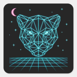 Neon Panter - Synthwave Donkere Elektriciteit Vierkante Sticker