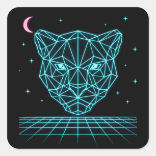 Neon Panter - Synthwave Donkere Elektriciteit Vierkante Sticker