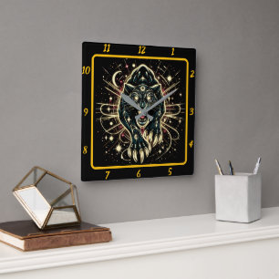 Neon Panther Prowl uurwerk gloed Vierkante Klok