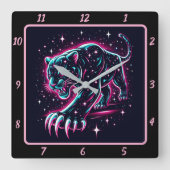 Neon Panther Twilight Glow Timer Vierkante Klok (Voorkant)