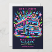 Neon Party Bus 21st Birthday Invitation (Devant)