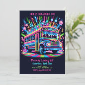 Neon Party Bus 21st Birthday Invitation (Debout devant)