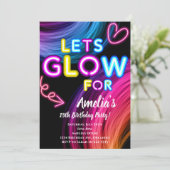 Neon Party Glow Anniversaire Invitation (Debout devant)