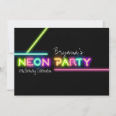 NEON PARTY Glow Fun Anniversaire Fête Invitation (Devant)