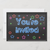 Neon Party Invitation Kaart (Voorkant)