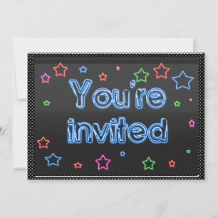 Neon Party Invitation Kaart