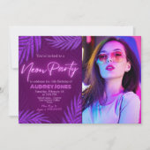 Neon Party Payscape Invitation avec photo (Devant)