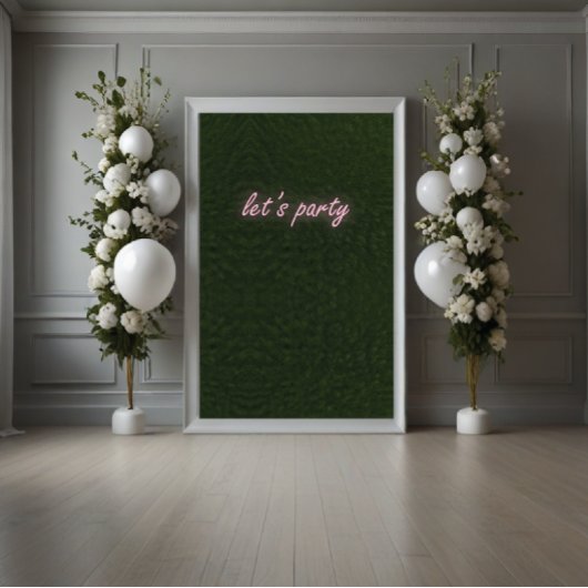 Neon Party Sign op gras achtergrond banner