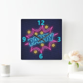 Neon Party Sign Square Wall klok (Huis)