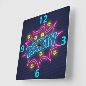 Neon Party Sign Square Wall klok (Hoek)