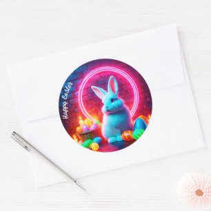 Neon Pasen konijn ei roze modern schattig decor Ronde Sticker