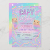 Neon Pastel Capybara Invitation de fête d'annivers (Devant / Derrière)