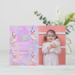 Neon Pastel Gekke Gans Verjaardagsfeest Foto Kaart