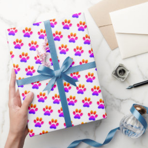 Neon Paw drukt op wit Cadeaupapier