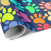 Neon Paw Print Inpakpapier (Rol Hoek)