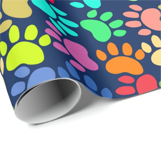 Neon Paw Print Inpakpapier (Rol Hoek)