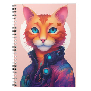Neon Paws: De Ginger, Blue-Eyed Cyberpunk Cat Notitieboek