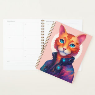"Neon Paws : The Ginger, Blue Eyed Cyberpunk Cat"