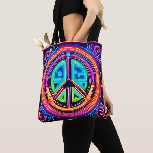 Neon Peace Mandala Draagtas (Dichtbij)