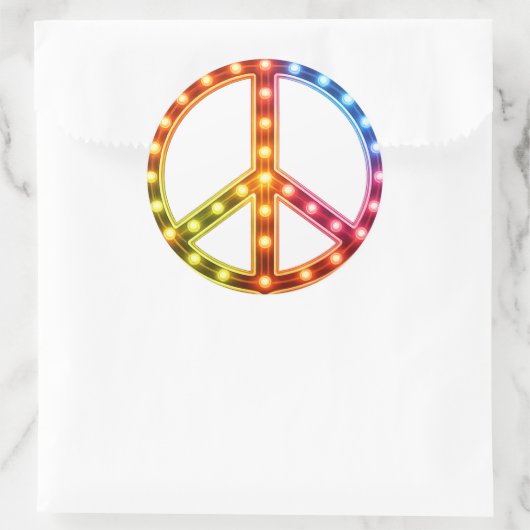 Neon Peace Sign Ronde Sticker (Tas)