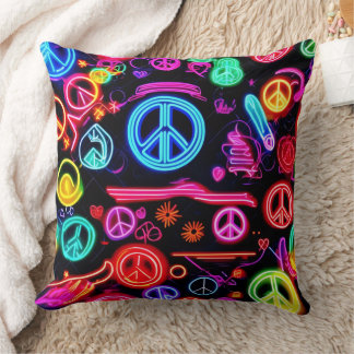 Neon Peace-symbolenpatronen Kussen